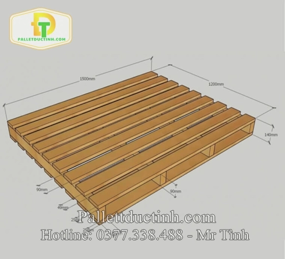 Pallet Gỗ bản Vẽ Kích Thước 1500x1200x140cm