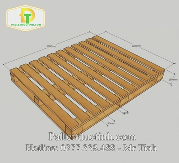 Pallet Gỗ Bản Vẽ Kích Thước 1500x1200x160cm